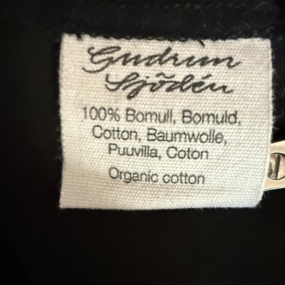 Gudrun Sjoden Dress Womens M Black Embroidered Floral Lagenlook Organic Cotton - Picture 6 of 12